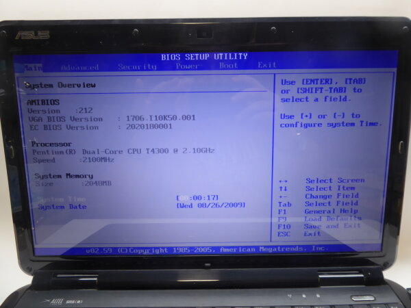 Asus X5DIJ NoteBook mit Speicher ohne Akku HDD und Netzteil geht an