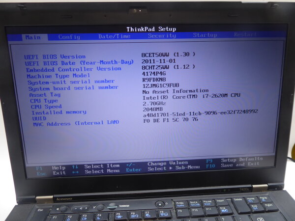 Lenovo Thinkpad T420s Notebook Intel i7-2620M 2GB DVD ohne Akku HDD NT geht an