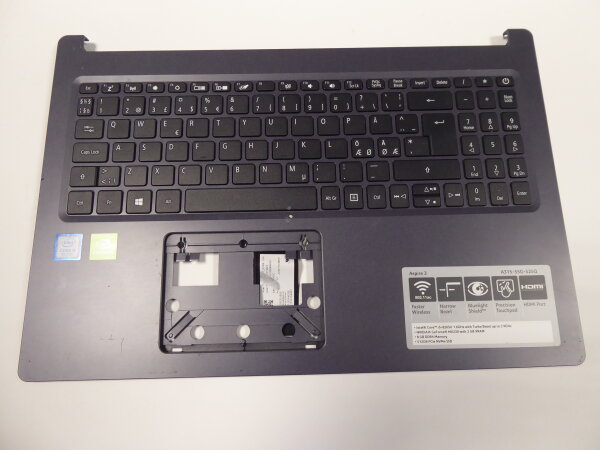 Acer Aspire 3 A315-55G Gehäuse Oberteil incl. QWERTY nordic Keyboard #5087