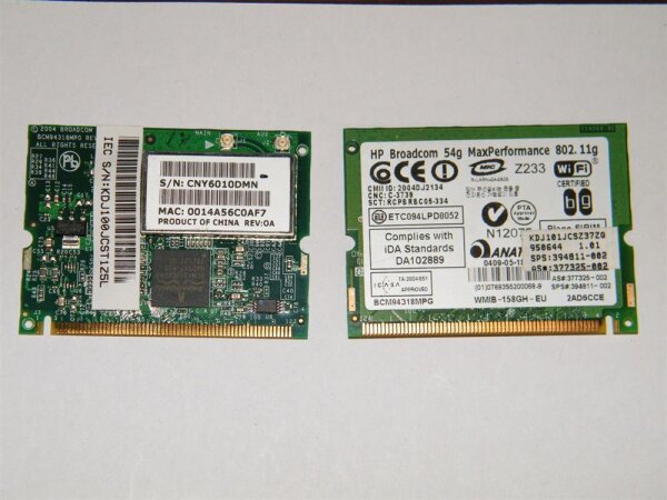 Broadcom 54g MaxPerformance 802.11g Mini PCI Wlan Adapter BCM94318MPG #2257.46