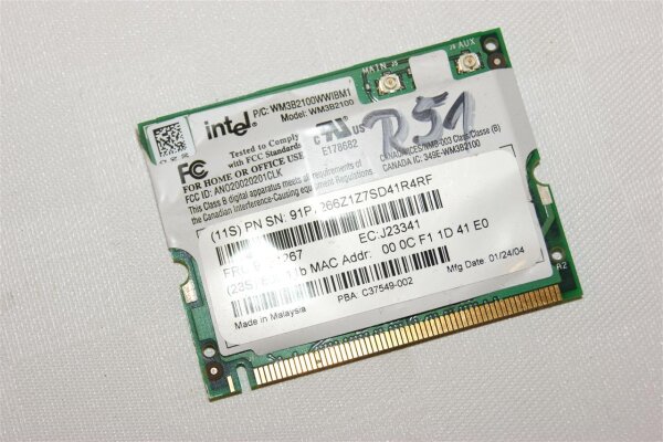 IBM / Lenovo ThinkPad R51 R52 WLAN Karte 91P7267 #2738_09