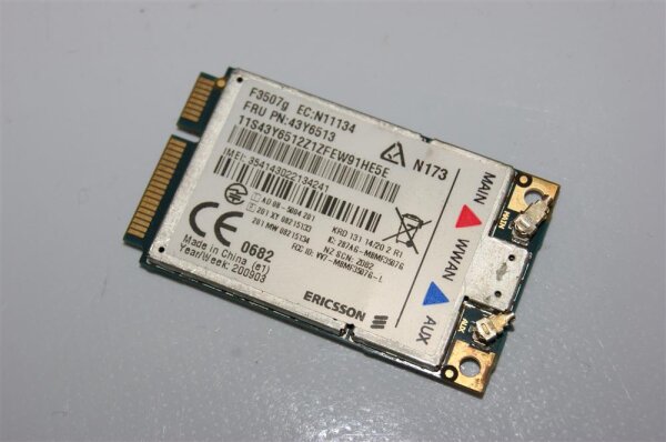 Lenovo ThinkPad X200 T400 T500 SL500 X301 WWAN UMTS Modul F3507g 43Y6513 #3130_1