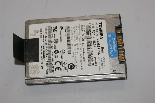 1.8 Toshiba HDD Festplatte 250GB MK2529GSG #3406_15