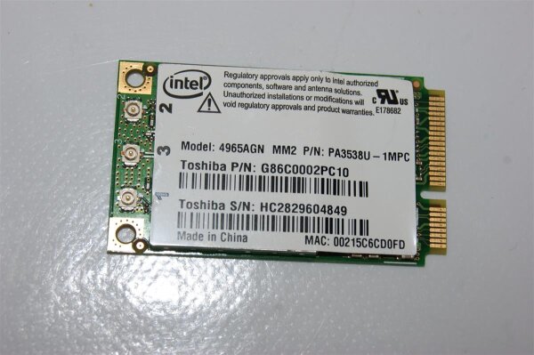 Toshiba Satellite P300-1BN Intel 4965AGN MM2 Wifi WLAN Karte G86C0002PC10 #3481