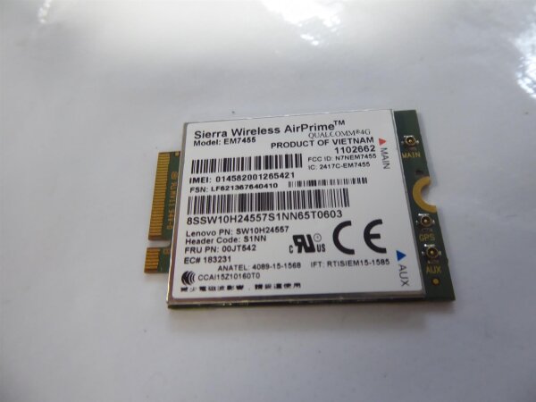 Lenovo ThinkPad T460s Sierra EM7455 4G LTE Mobile Broadband 00JT542  #4241