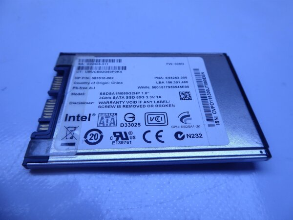 Intel HP EliteBook 2530p Micro Sata uSATA 80GB 1,8 SSD HDD Festplatte